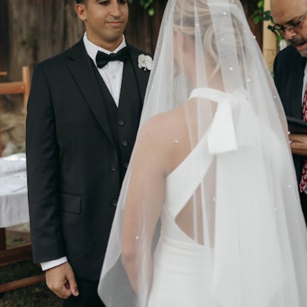 NEW Handmade White Jasmine Pearl Wedding Veil with Comb FINGERTIP - Picture 11 of 11